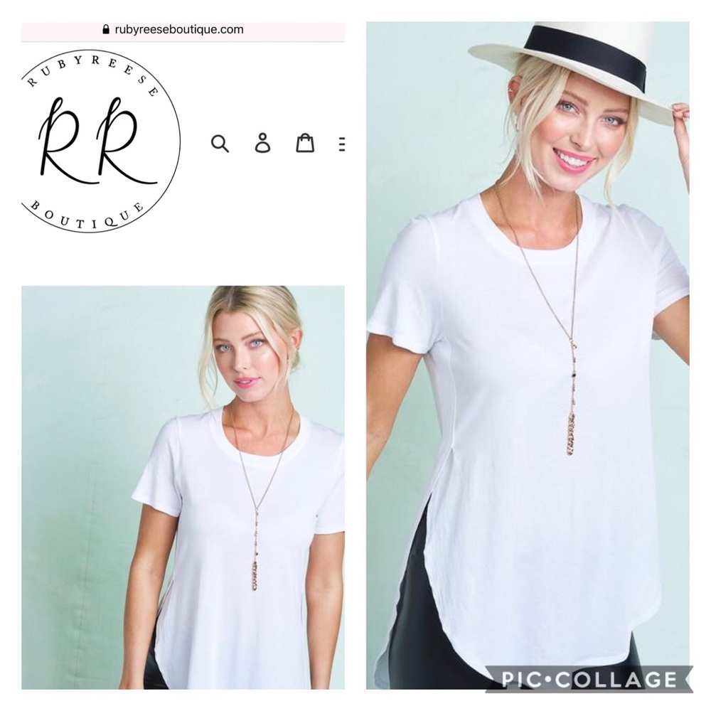 Short Sleeve Basic High-Low Split Tee
